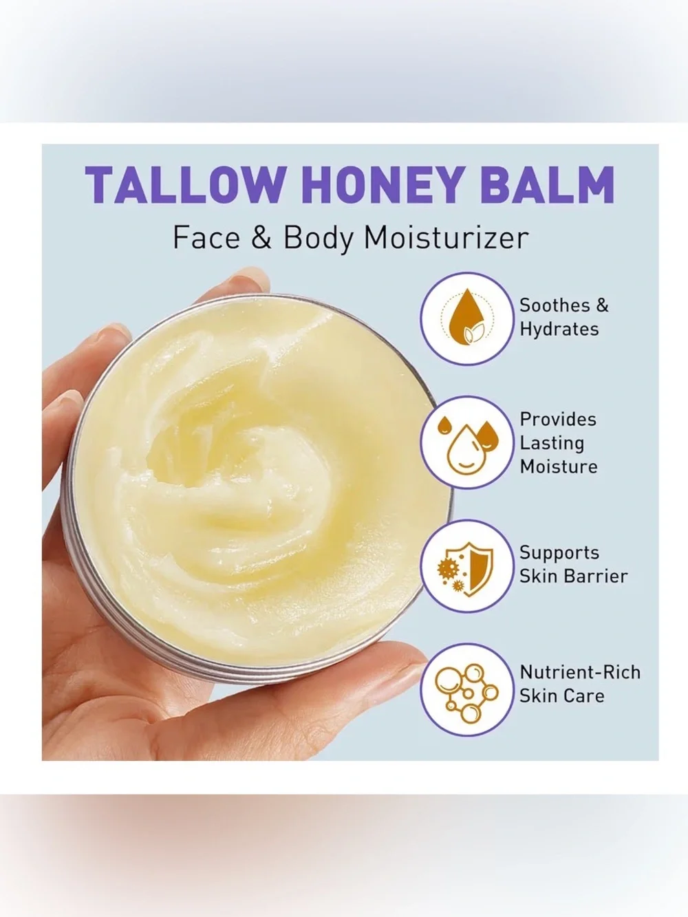 Tallow Honey Balm Face & Body Moisturizer - Lavender (Cream)